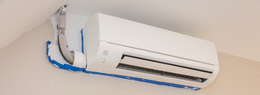Ductless air conditioner wall unit in a home